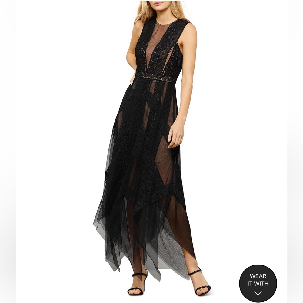 BCBGMAXAZRIA Andi Lace Trim Evening Dress size 4
